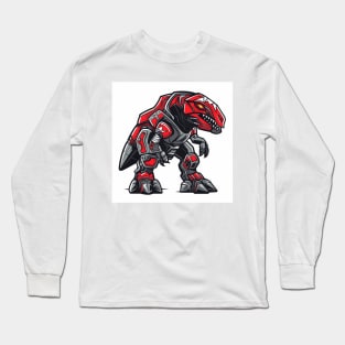 Red T-rex zord Illustration for esport logo and icon Long Sleeve T-Shirt